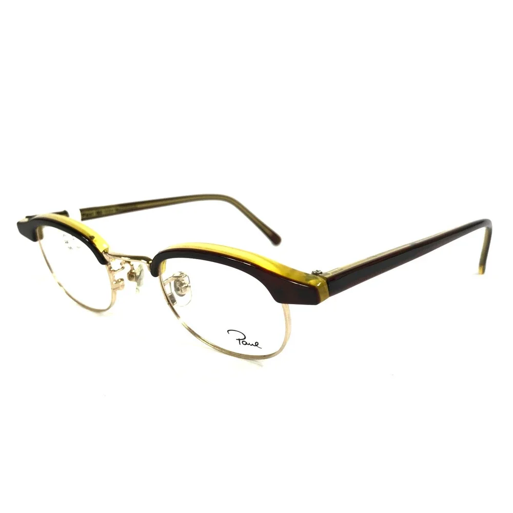 Paul Eyeglasses Frames INITIAL 02 V24 Brown Yellow Gold Oval 42-124-145